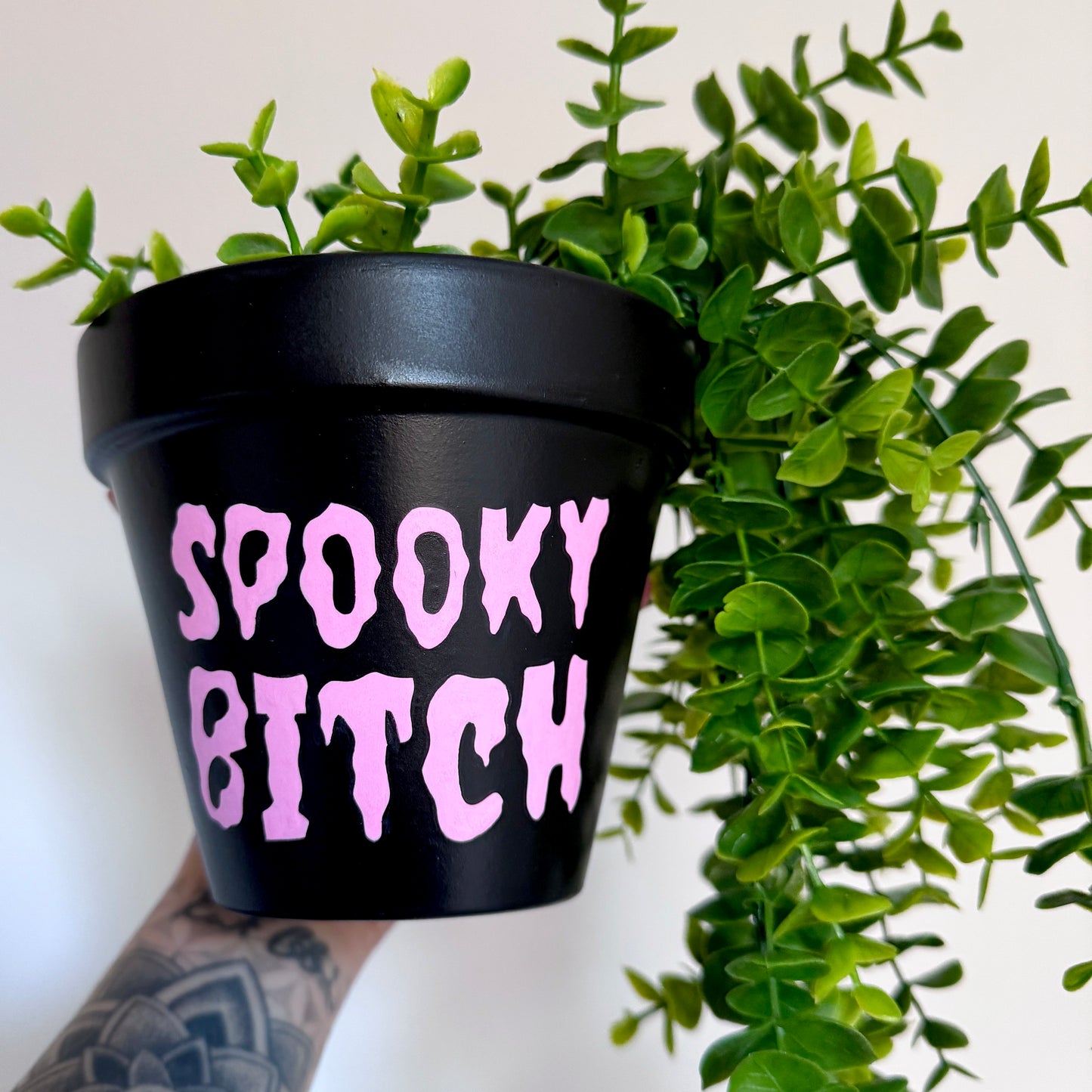 Spooky Bitch - 13cm Hand Painted Plant Pot