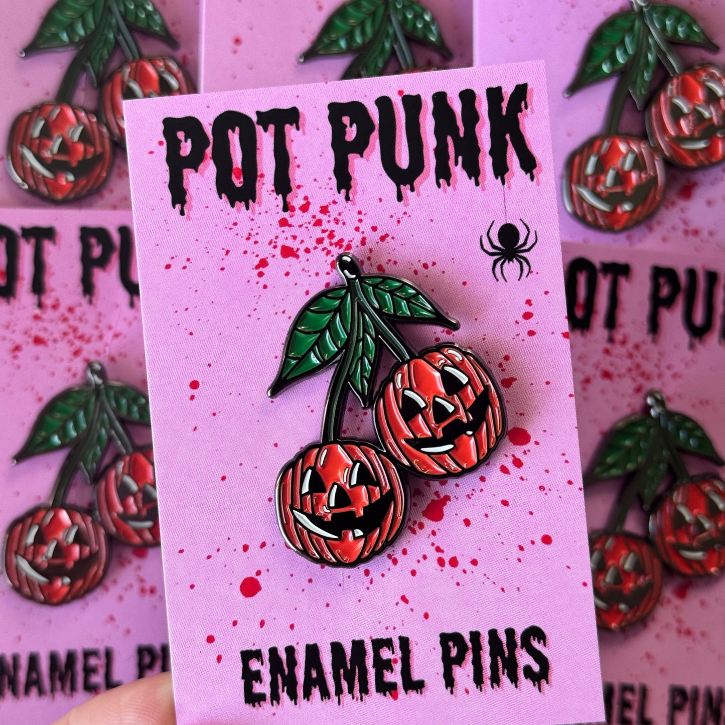 Cherry Pumpkins Enamel Pin Badges