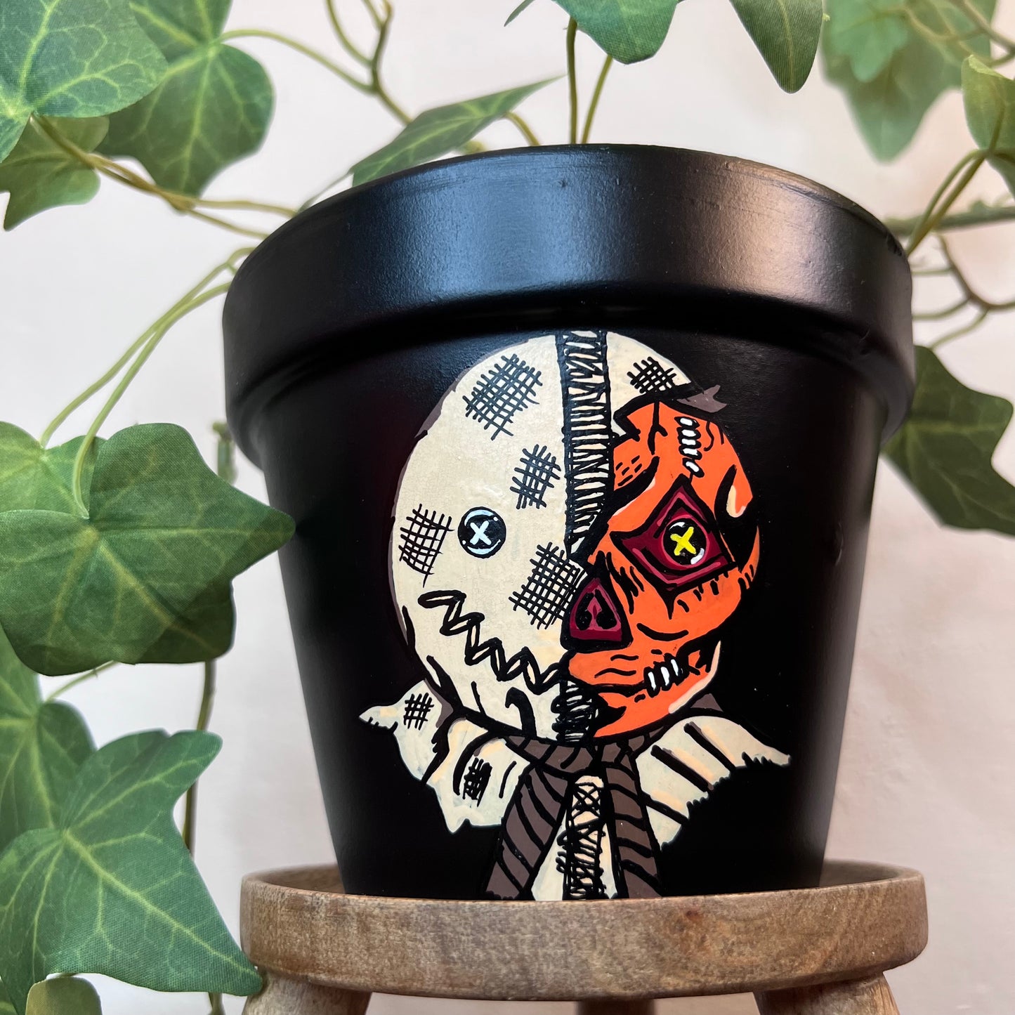 Sam Trick Or Treat Hand Painted Plant Pot - 15cm
