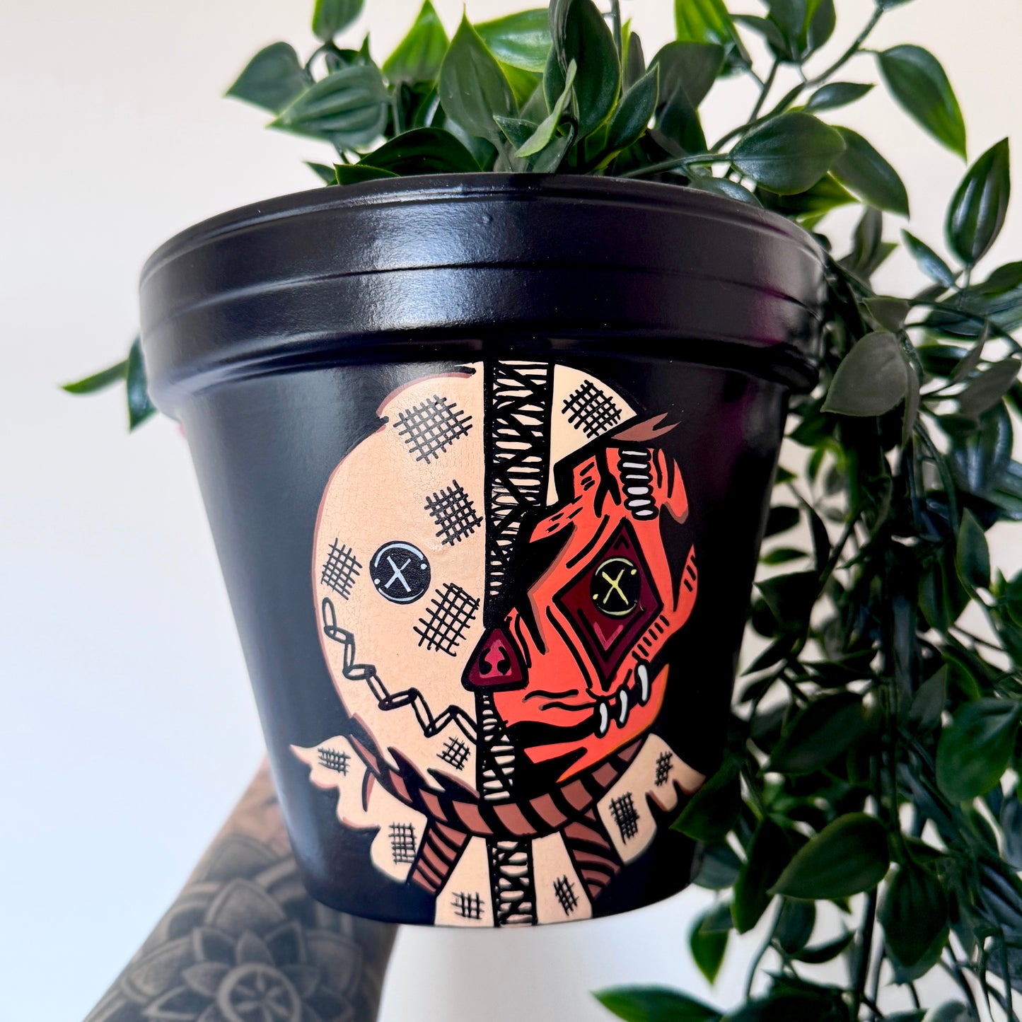 Sam Trick Or Treat Hand Painted Plant Pot - 15cm