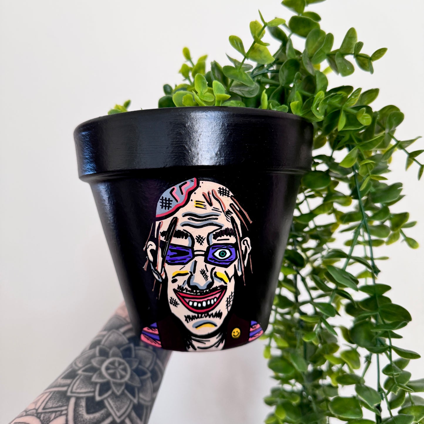 Chop Top Hand Painted Plant Pot - 15cm
