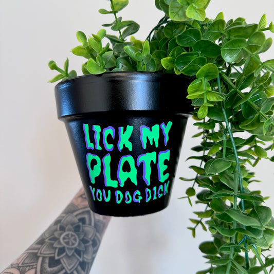 Lick My Plate - Top Chop Hand Painted Plant Pot 13cm