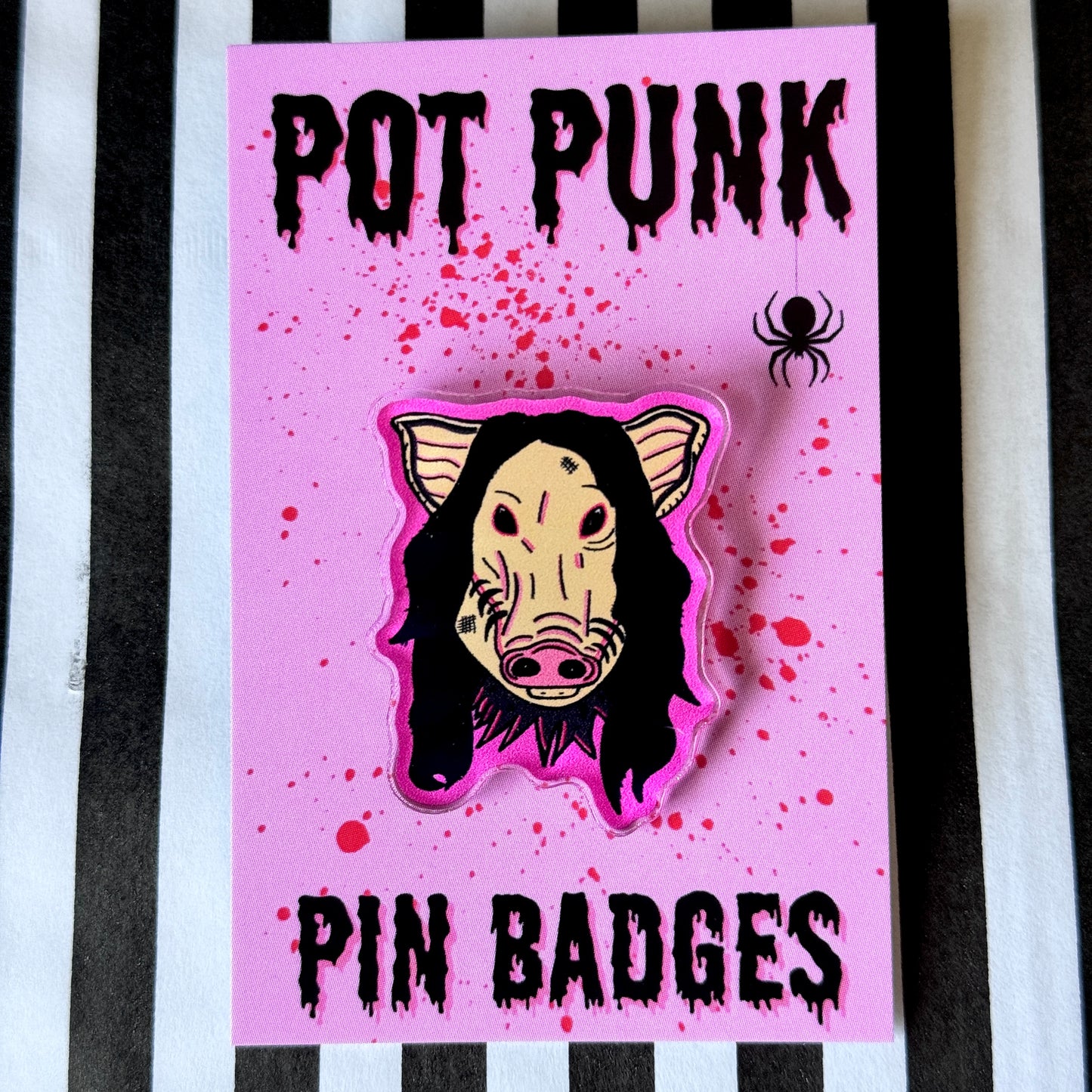 Saw Piggy Acrylic Pin Badge