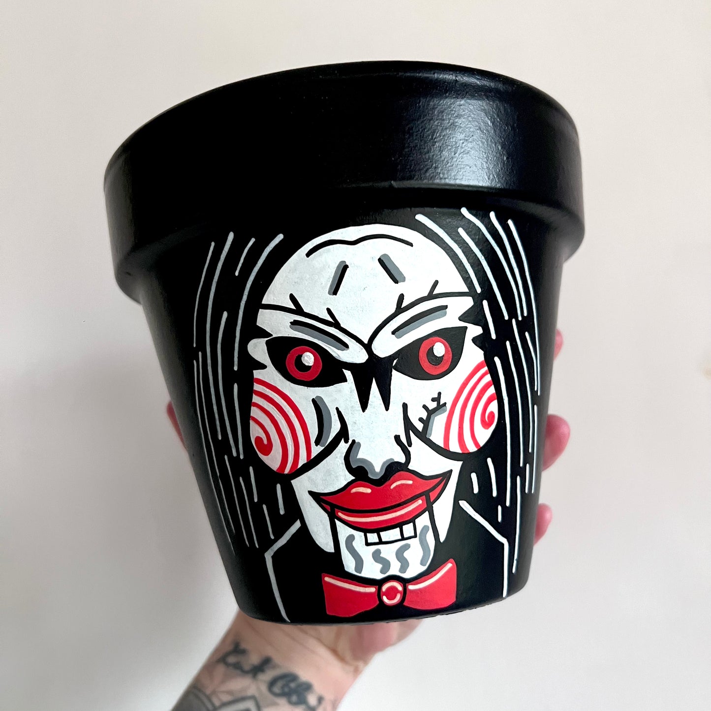 Saw / Billy Puppet Hand Painted Plant Pot - 15cm
