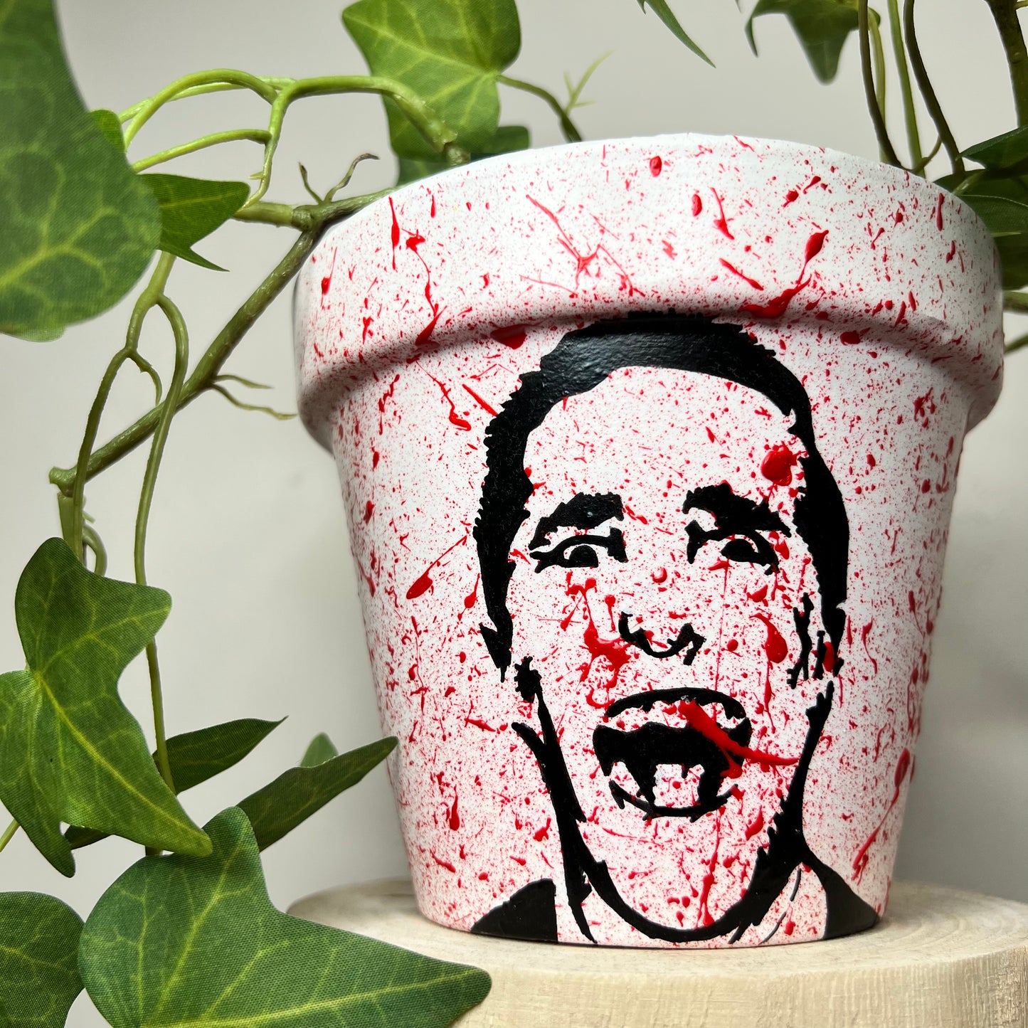 American Psycho Blood Splatter Hand Painted Plant Pot - 13cm